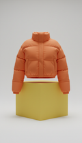 Signal orange cropped puffer jacket