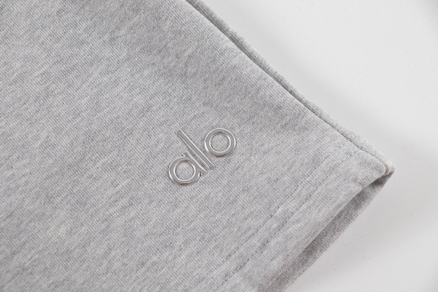 alo Elastic Waist Logo Detail Shorts — fabric_closeup