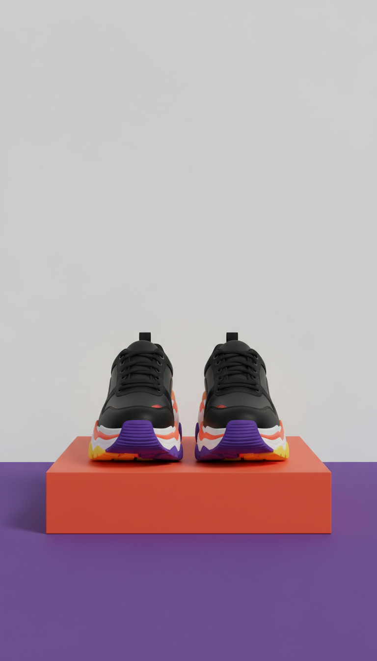Night asphalt chunky platform sneakers
